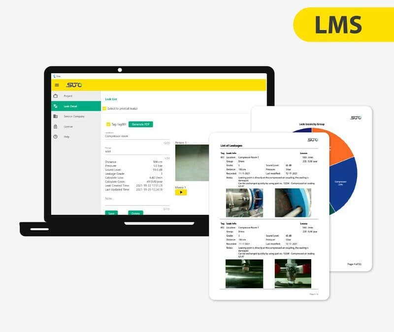 LMS Software pro správu úniků s funkcí hlášení