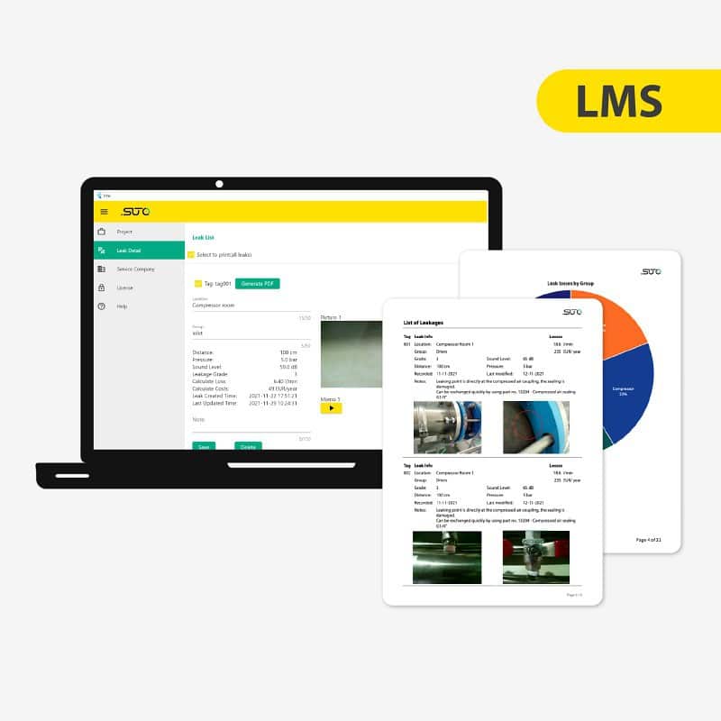 LMS Programa informático de gestión de fugas con función de elaboración de informes