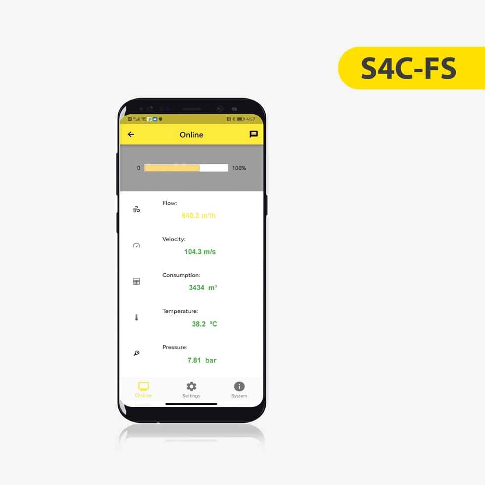 압축 공기 및 가스 유량계용 S4C-FS 스마트폰 앱