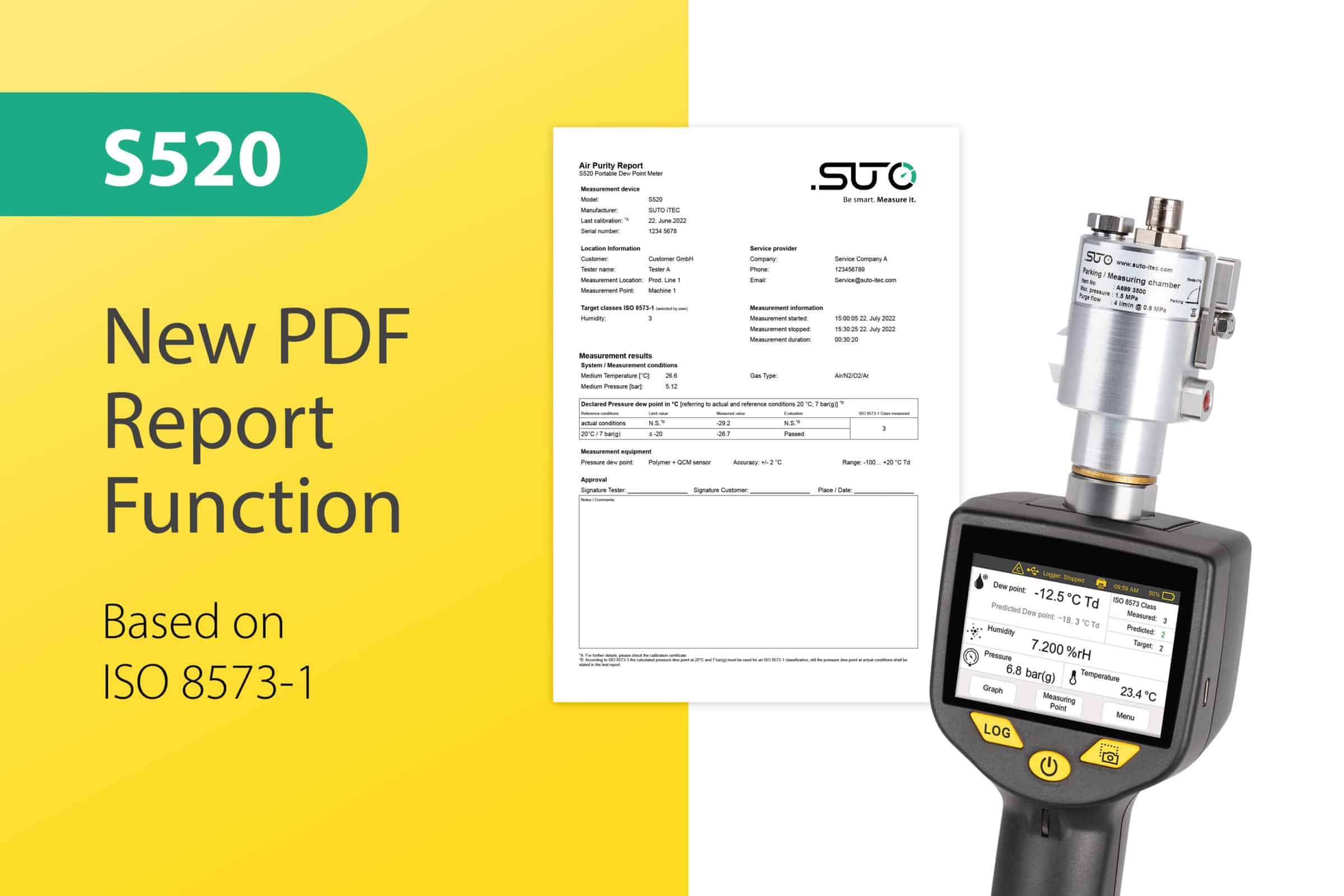 S520 UPGRADE – NEUE PDF-REPORTING-FUNKTION GEMÄSS DES ISO 8573-1 STANDARD