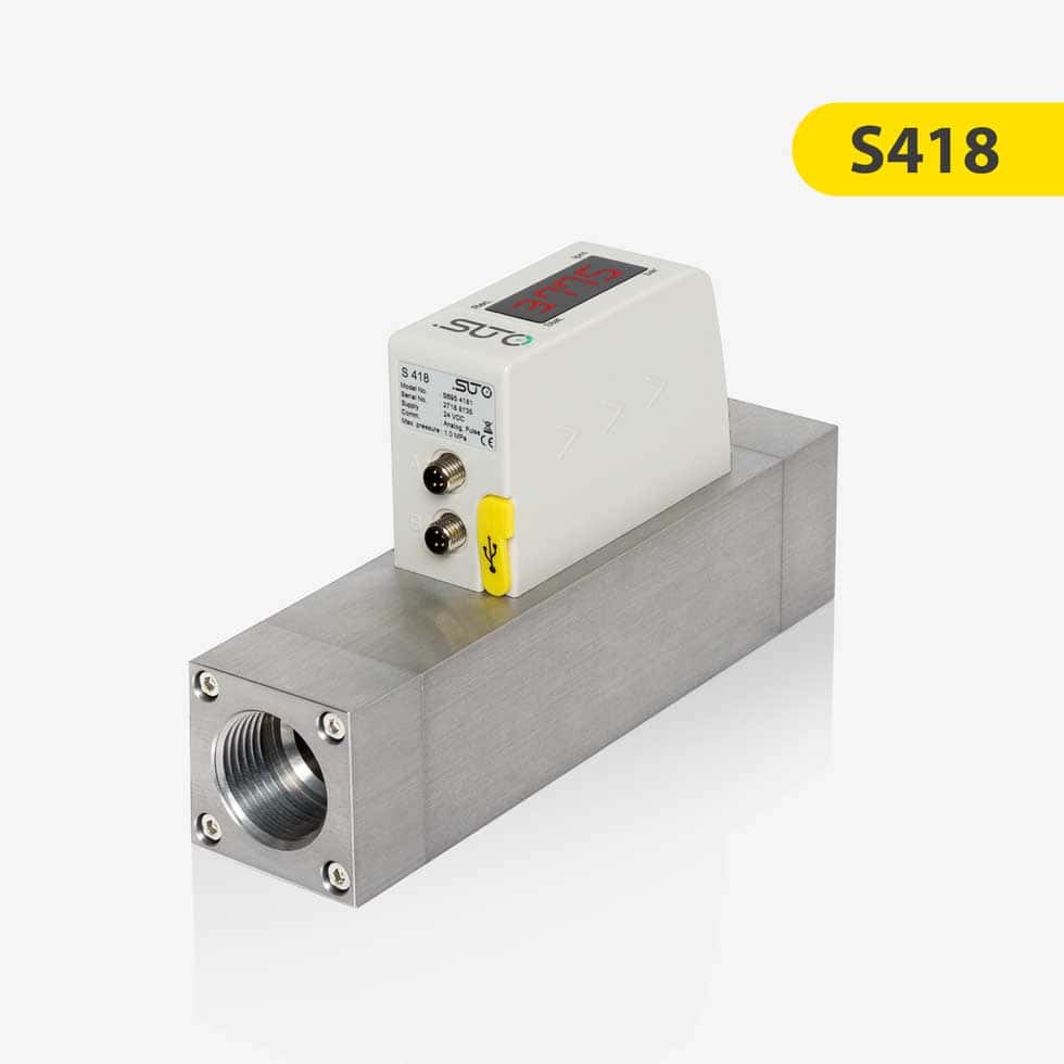 S418 Compact Flow Sensor for Compressed Air and Gases (Pro-Inline)