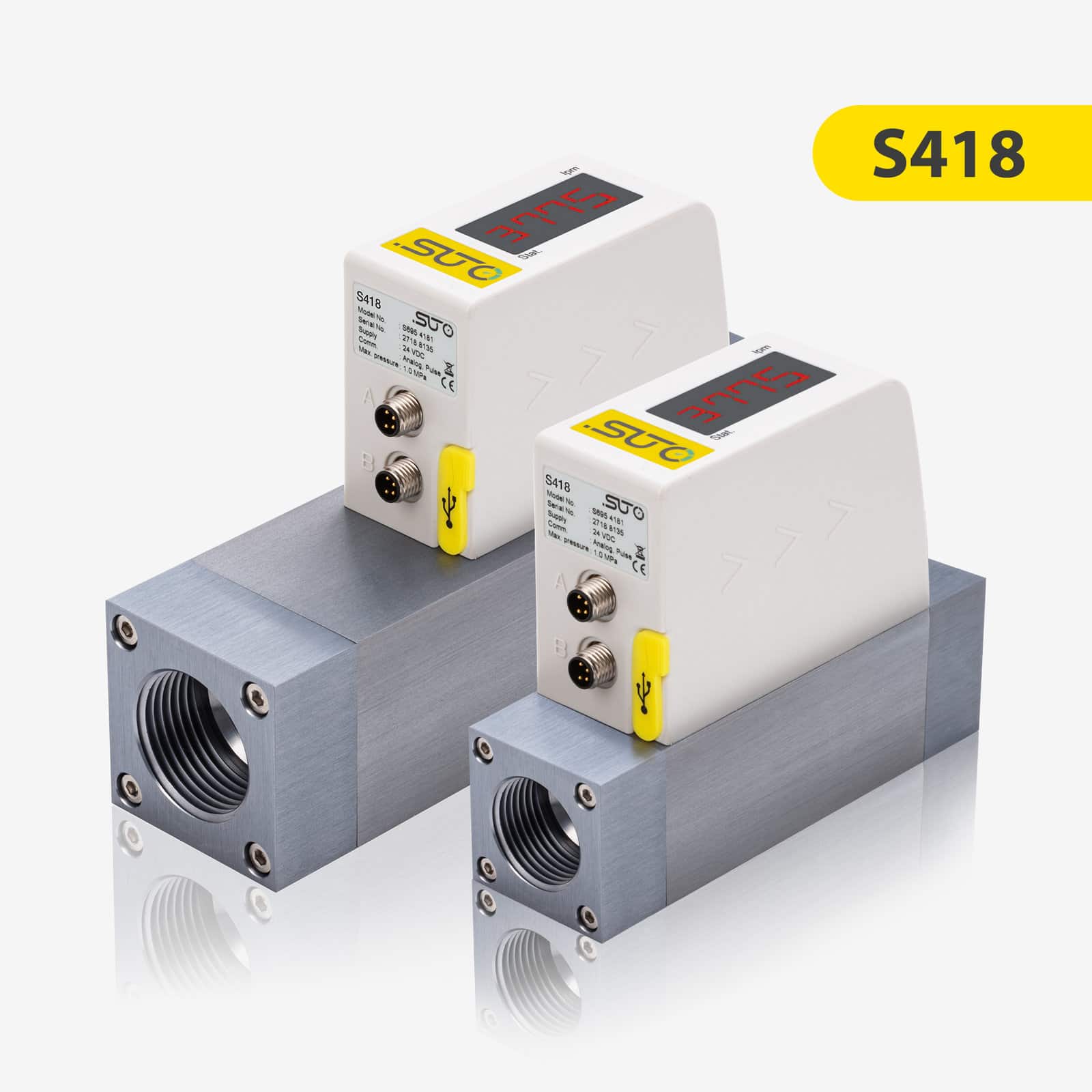 S418 Kompaktowy czujnik przepływu sprężonego powietrza i gazów (Pro-Inline)